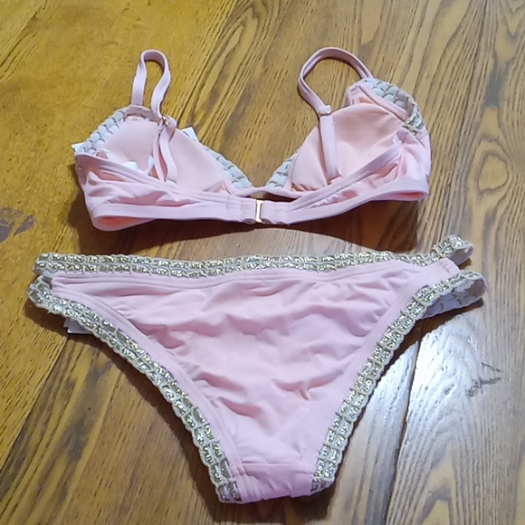 BIKINI LAB Womens Bikini Set 2 Piece Summer Cruisewear  NEW LARGE Peach Gold - Picture 2 of 6